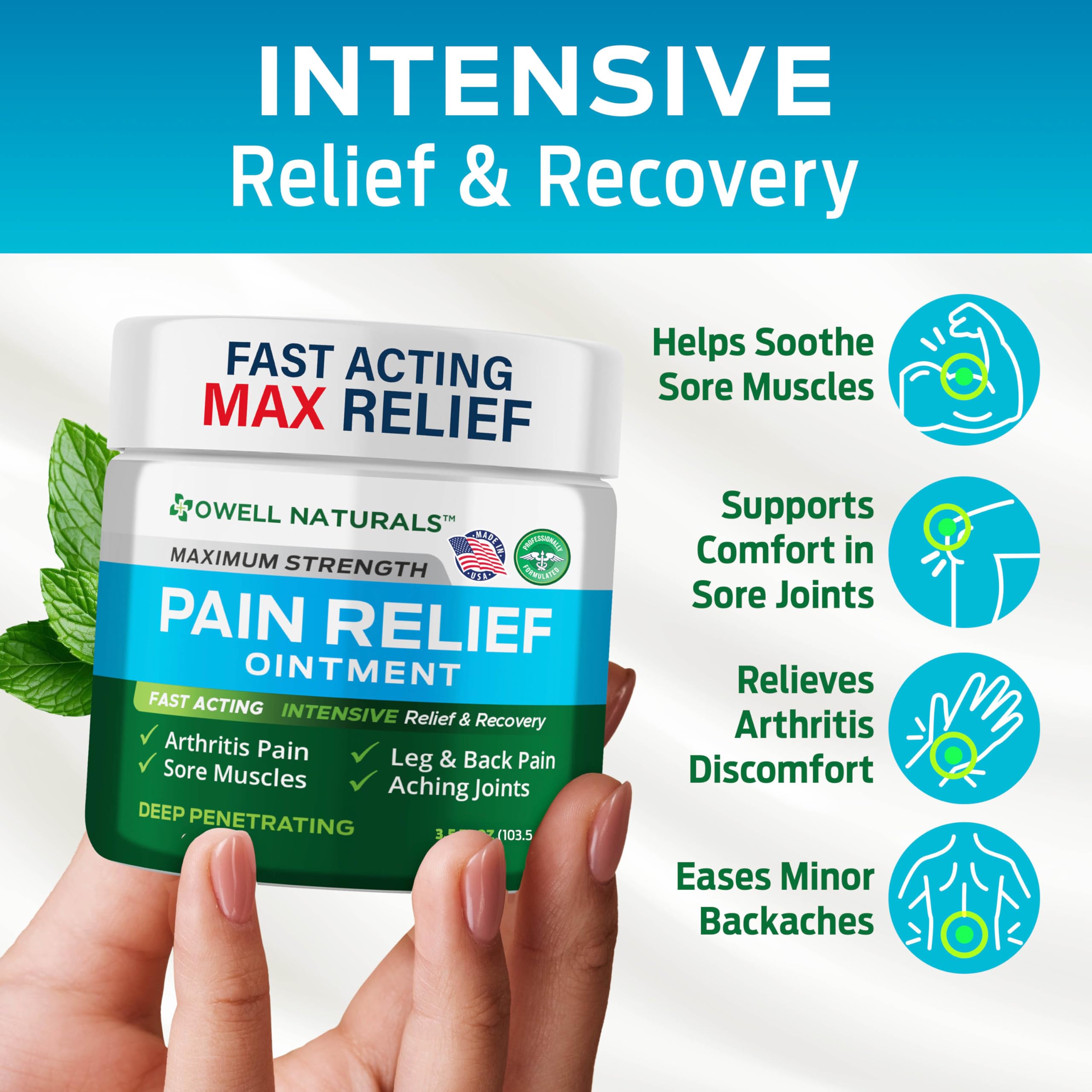 OWELL NATURALS Arthritis Pain Relief Ointment with Arnica & MSM – Deep Penetrating Joint & Muscle Therapy for Knee, Back, Sore Muscles, Legs, 3.5 oz (2 Pack) Owell NaturalsBuy Supplements Australia