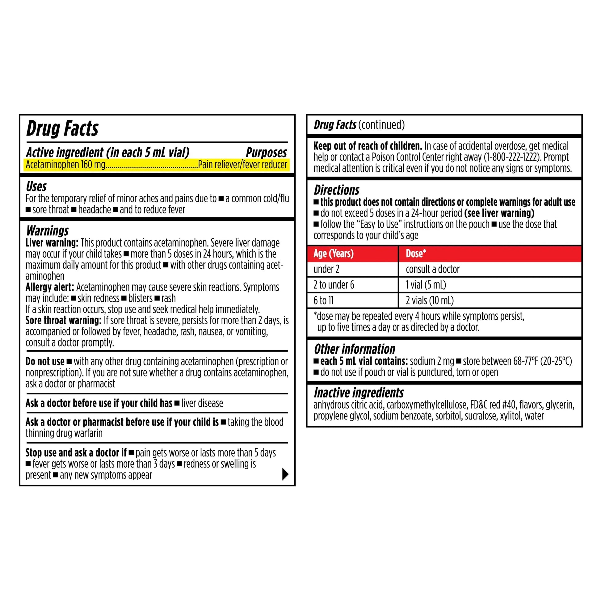 Dr. Kids Children’s Pain and Fever Medicine - Acetaminophen for Kids Ages 2-11, Pre-Measured Single-Use Vials for Headache, Sore Throat, Cold and Flu, Cherry Flavor, 20 Count Dr. KidsBuy Supplements Australia