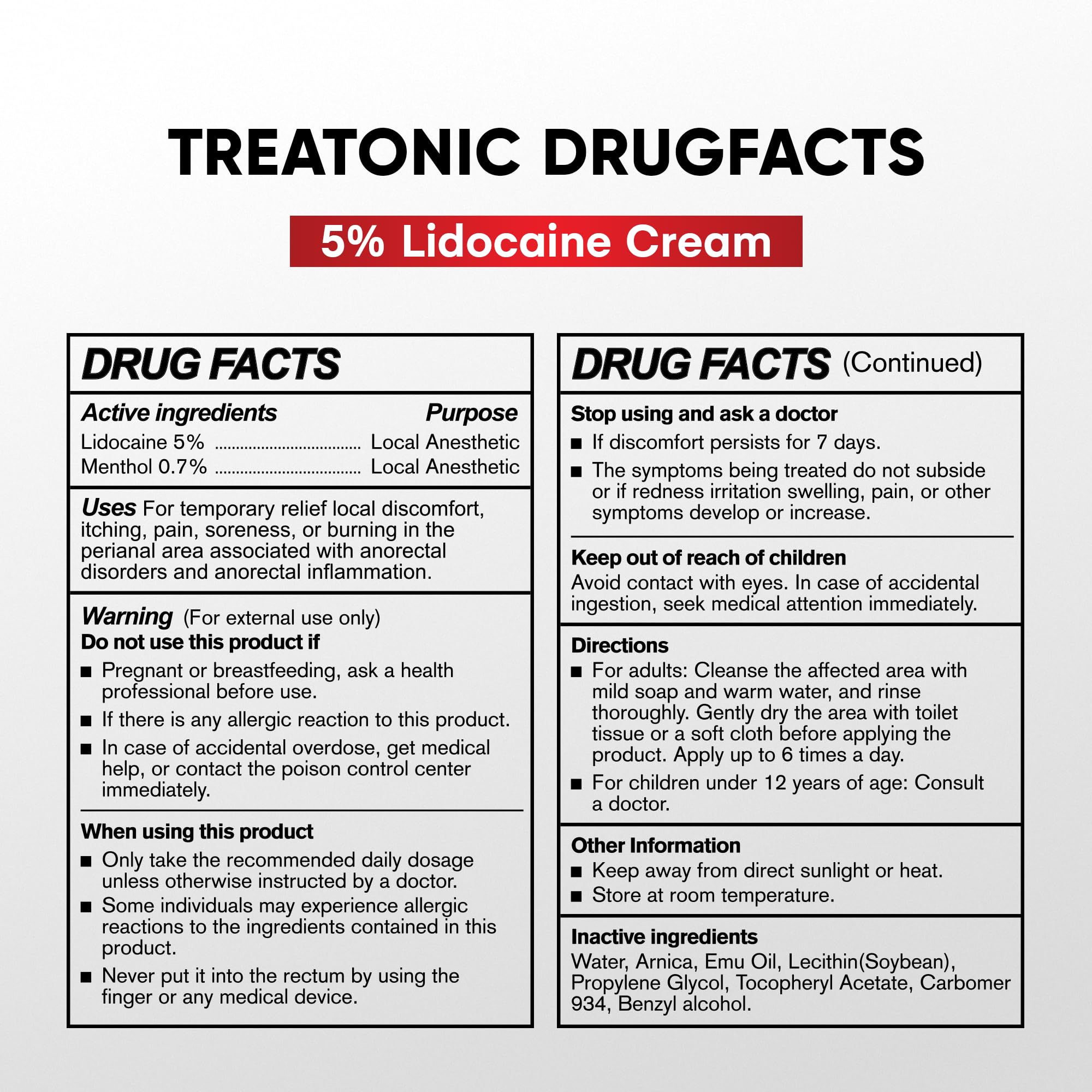 Treatonic 5% Lidocaine Numbing Cream: Lidocaine Cream for Pain Relief, Itching, Burning, Soreness, Hemorrhoid - Maximum Strength Topical Numb Cream - Fast Acting & Long Lasting Numbing Cream- 2.1 oz TreatonicBuy Supplements Australia