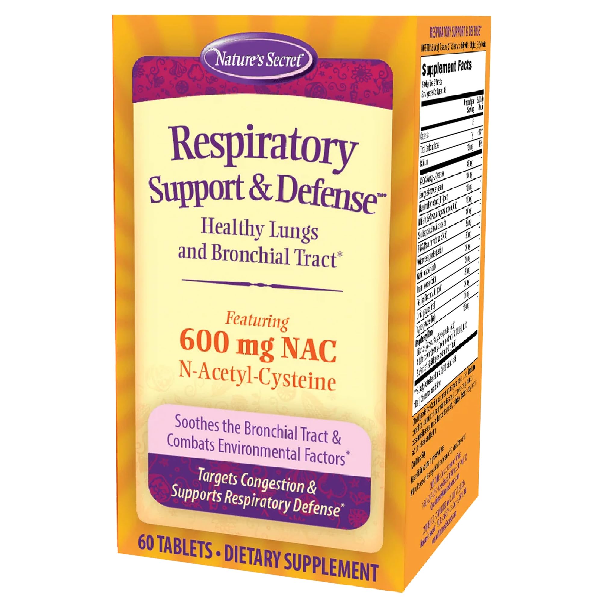 Nature's Secret Respiratory Support & Defense - 60 Tablets - Promotes Healthy Lungs & Bronchial Tract - With NAC, Fenugreek & Marshmallow - 30 Total Servings Nature's SecretBuy Supplements Australia