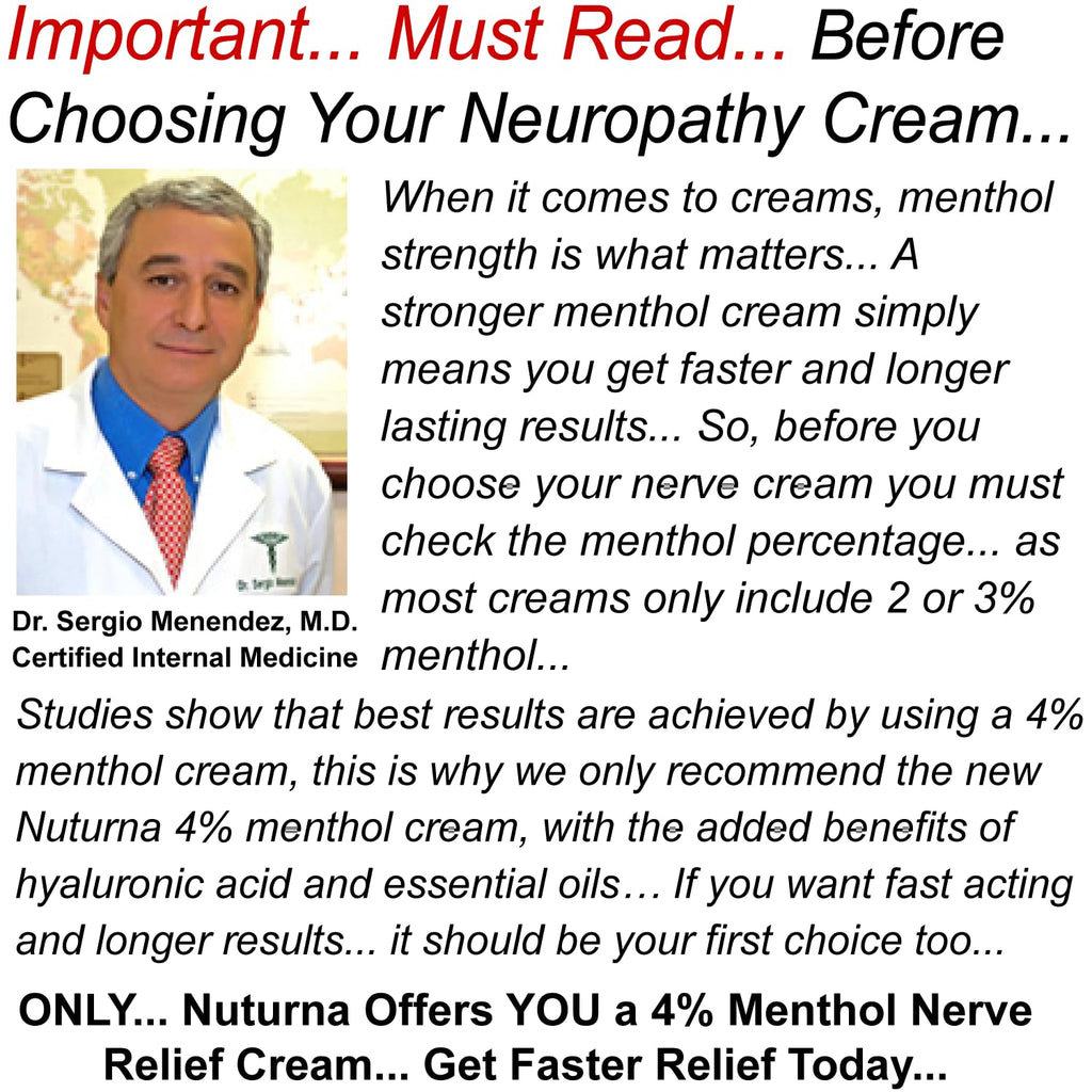 Neuropathy Nerve Relief Cream - Premium Nerve Cream 3X Action for Targeted Relief and Soothing Nerve Comfort - Maximum Strength with 4% Menthol Arnica MSM for Feet Hands Legs Toes & Back - Large 4 Oz NuturnaBuy Supplements Australia