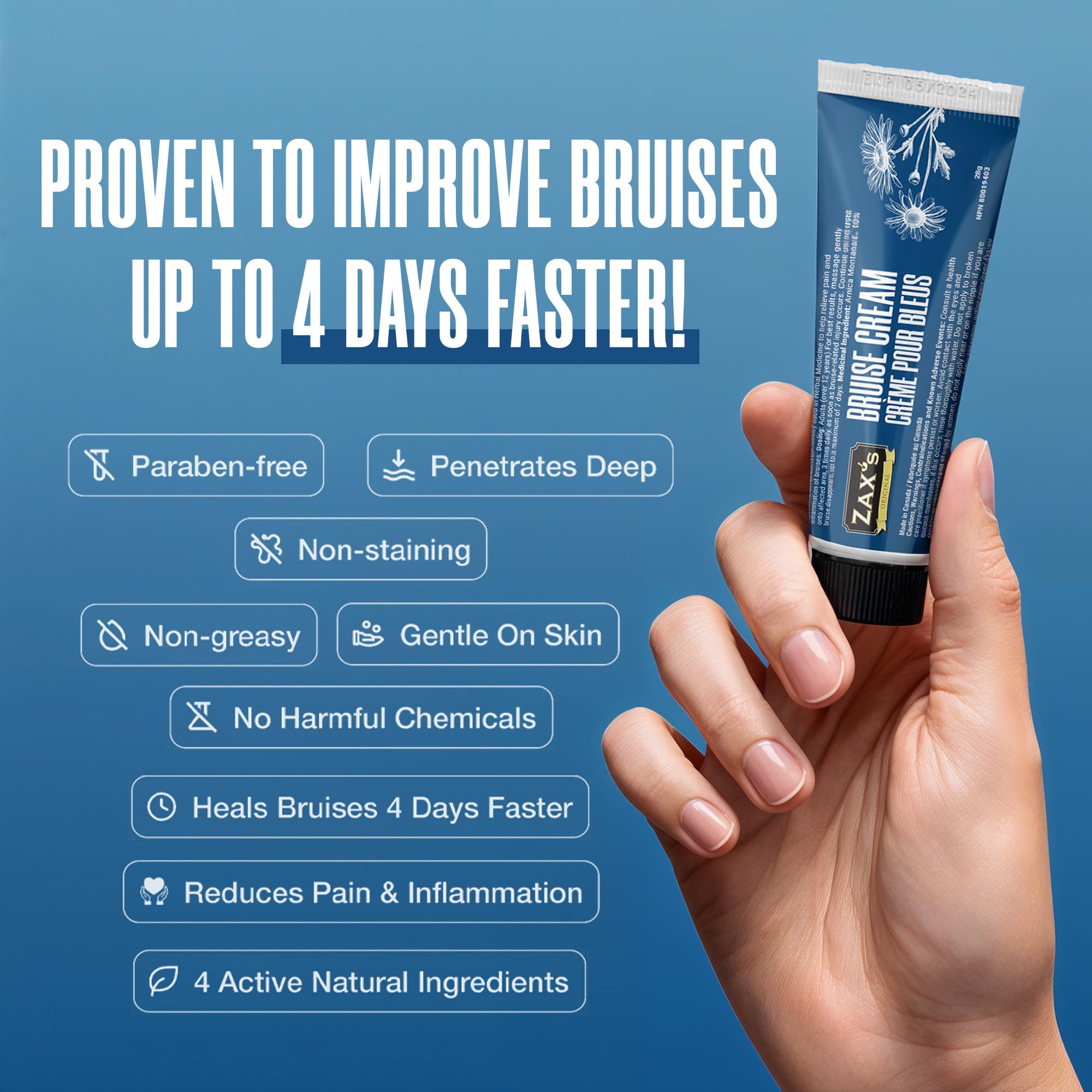 ZAX'S ORIGINAL Bruise Cream - Arnica and Witch Hazel Blend, Gentle on Skin, Plant-Based Ingredients for Skin Care - 28g ZAX'S ORIGINALBuy Supplements Australia