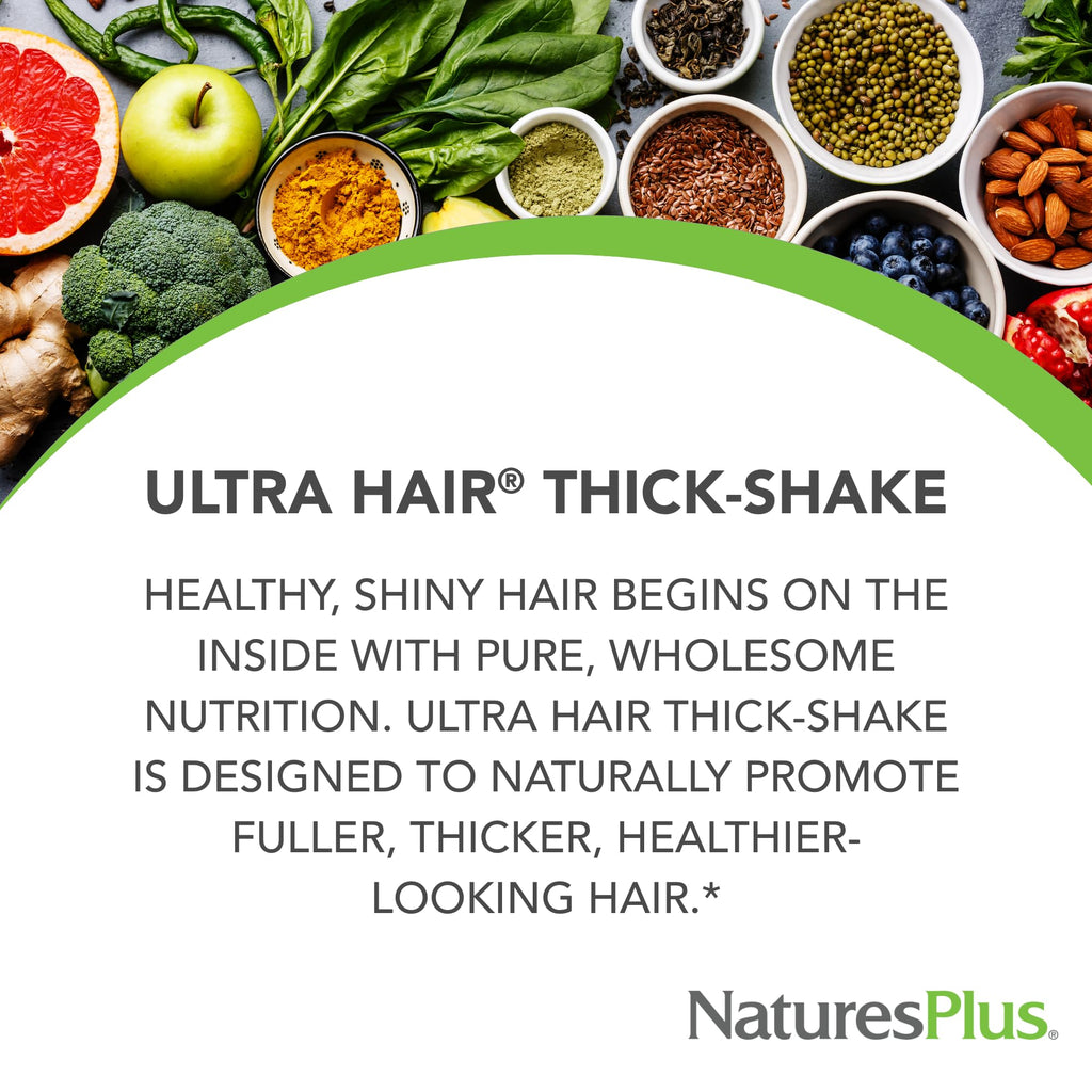 NaturesPlus Ultra Hair Thick Shake - 1 lb - French Vanilla Flavor - Hair Protein Powder for Healthy Growth - With Biotin & Amino Acids - Non-GMO, Gluten-Free - 16 Servings NaturesPlusBuy Supplements Australia