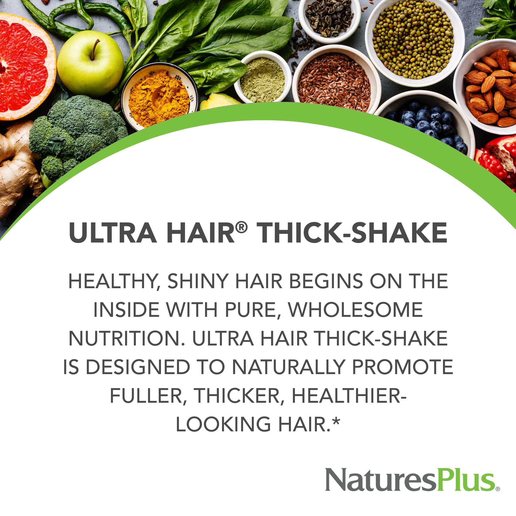 NaturesPlus Ultra Hair Thick Shake - 1 lb - French Vanilla Flavor - Hair Protein Powder for Healthy Growth - With Biotin & Amino Acids - Non-GMO, Gluten-Free - 16 Servings NaturesPlusBuy Supplements Australia