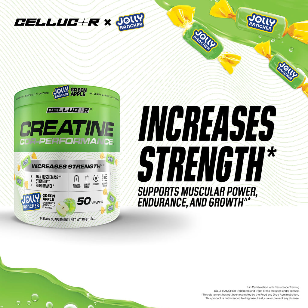 Cellucor Creatine Powder, Jolly Rancher Green Apple - Increases Strength, Lean Muscle Mass & Endurance, Micronized Creatine for Fast Absorption,