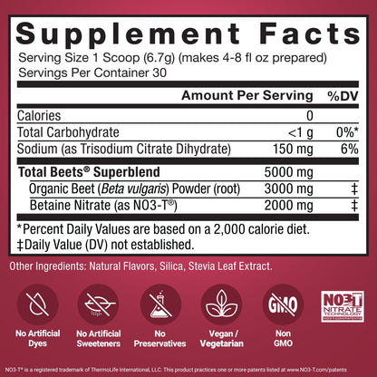 Force Factor Total Beets Superfood Beet Root Powder 2-Pack, Nitrates to Support Circulation, Blood Flow, Nitric Oxide, Energy, Endurance, Stamina