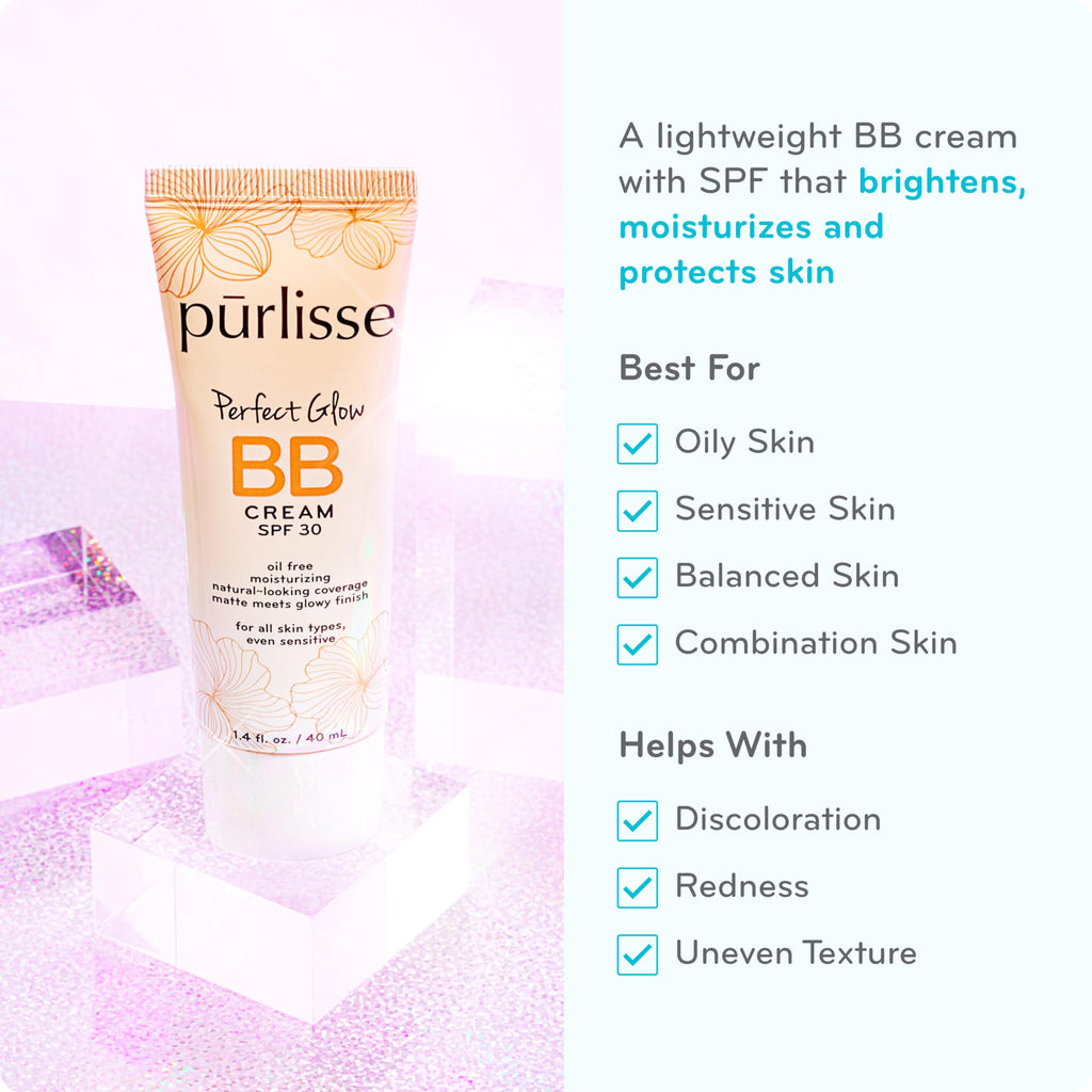 pūrlisse Perfect Glow BB Cream with SPF 30 - Matte Meets Dewy Finish - Enriched with Goji & Hawthorn Berry to Help Improve Skin Texture & Radiance - Medium Golden (1.4 oz) pūrlisseBuy Supplements Australia