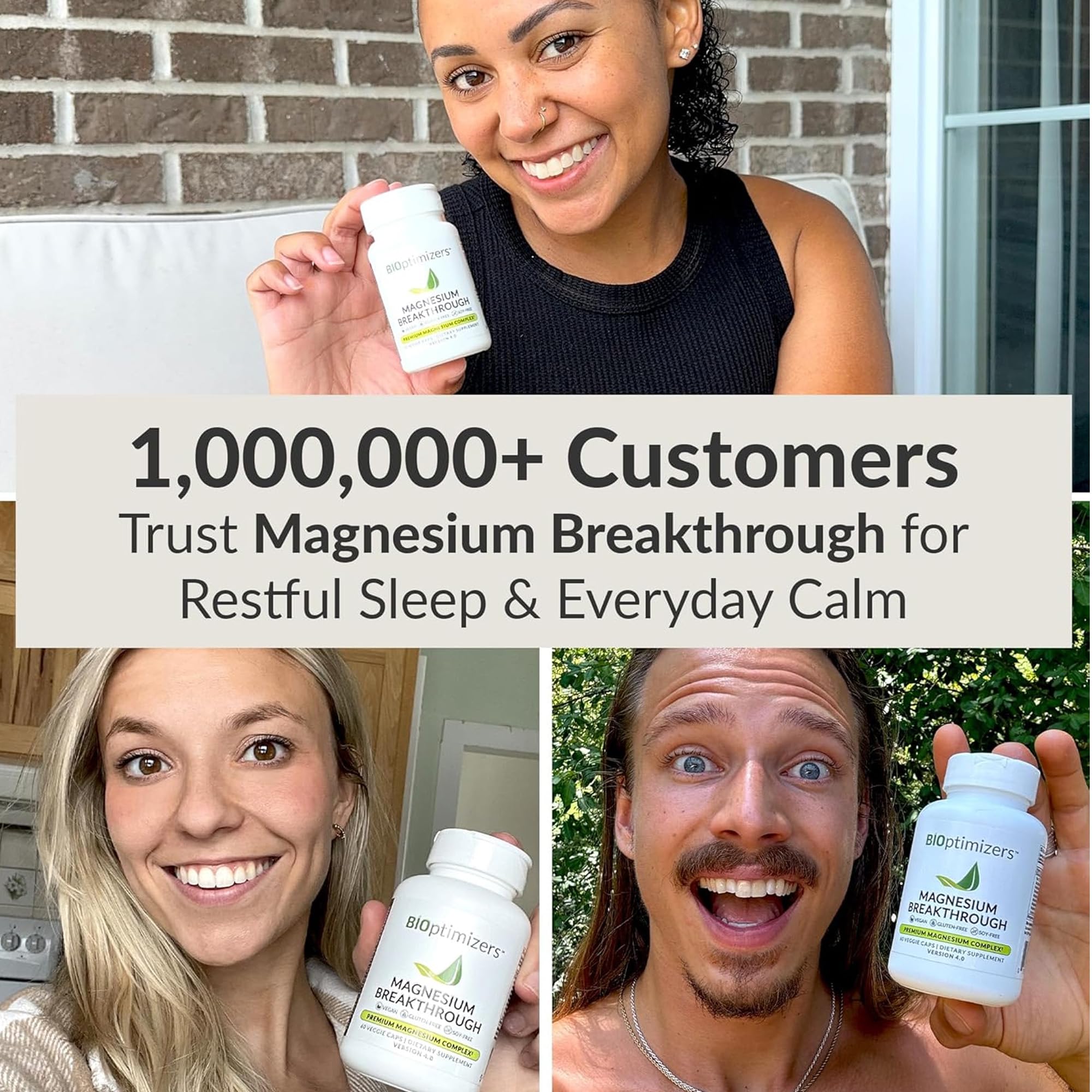 BIOptimizers Magnesium Breakthrough Supplement with 500mg - 7 Forms of Magnesium: Glycinate, Malate, Citrate, and More - Natural Support for Sleep and Cognitive Function -60 Capsules- Calming Vitamins BIOptimizersBuy Supplements Australia