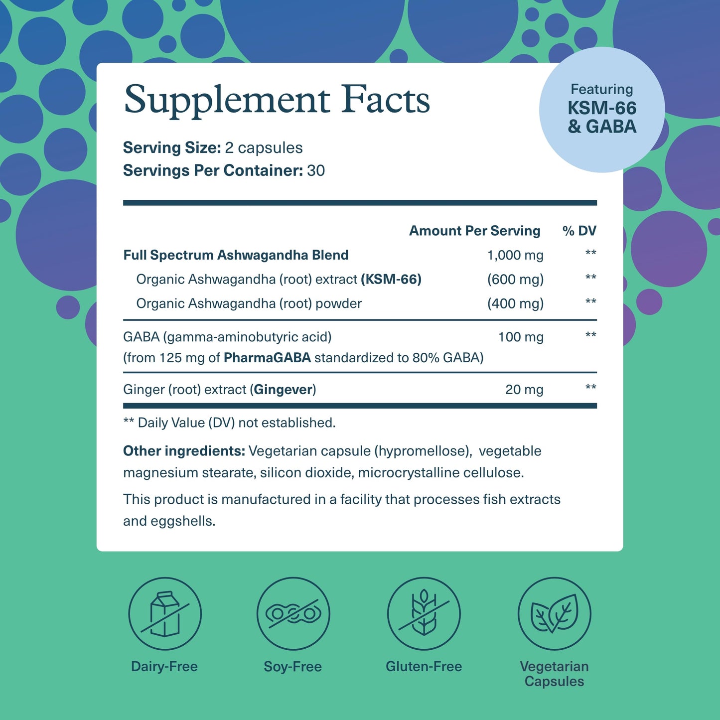 Youtheory Ashwagandha + GABA - Adaptogenic Blend with Organic KSM-66 & Ginger - Aids Stress Relief & Mood* - Supports Energy Levels