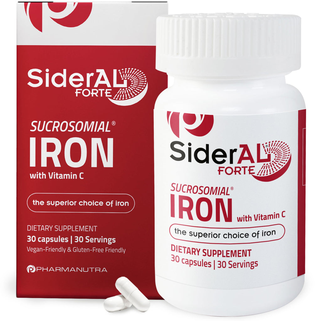 SiderAL Forte Iron Supplement Clinically Proven to Increase Levels Without Side Effects | Sucrosomial High Absorption Gentle Iron Pills for Women and Men | Vitamin C | Anemia & Energy Support | 30 ct PHARMANUTRA buy supplements Au