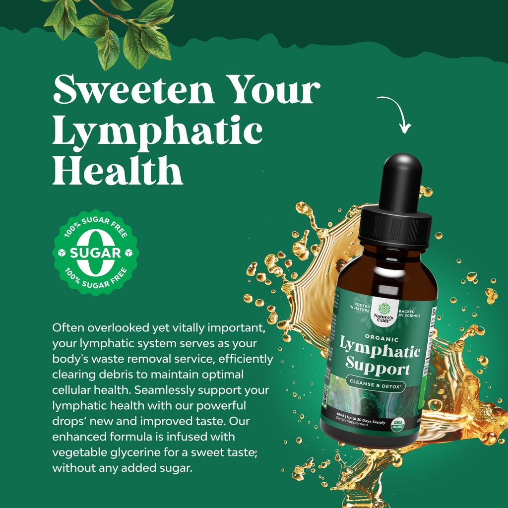 Organic Lymphatic Support Drainage Drops - Herbal Lymphatic Cleanse and Immune Support Supplement with Organic Echinacea Goldenseal & Red Clover Extract - Vegan Non GMO and Alcohol Free - 2 Fl Oz Natures Craft buy supplements Au
