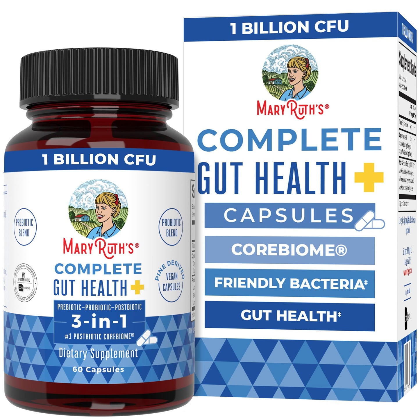 MARYRUTH'S Complete Gut Health+ Capsules | 5 Probiotic Blend | Butyrate | Corebiome® | Vegan Gut Support | Support Gastrointestinal Health & Microbiome