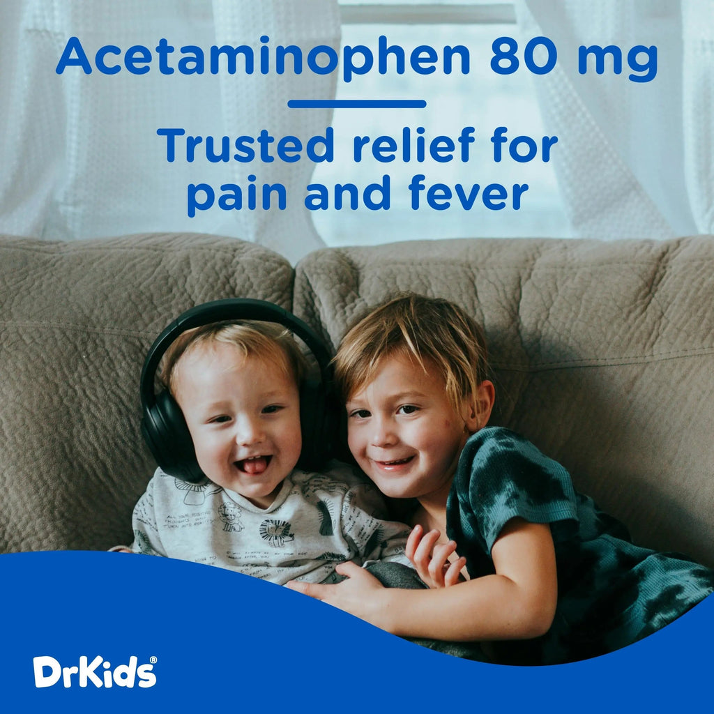 Dr. Kids Children’s Pain and Fever Chewable Gels – Pain Relief and Fever Reducer for Kids Ages 2–11, 80 mg Chewable Acetaminophen for Headache, Sore Throat, Cold & Flu, Pineapple Flavor, 26 Count Dr. KidsBuy Supplements Australia