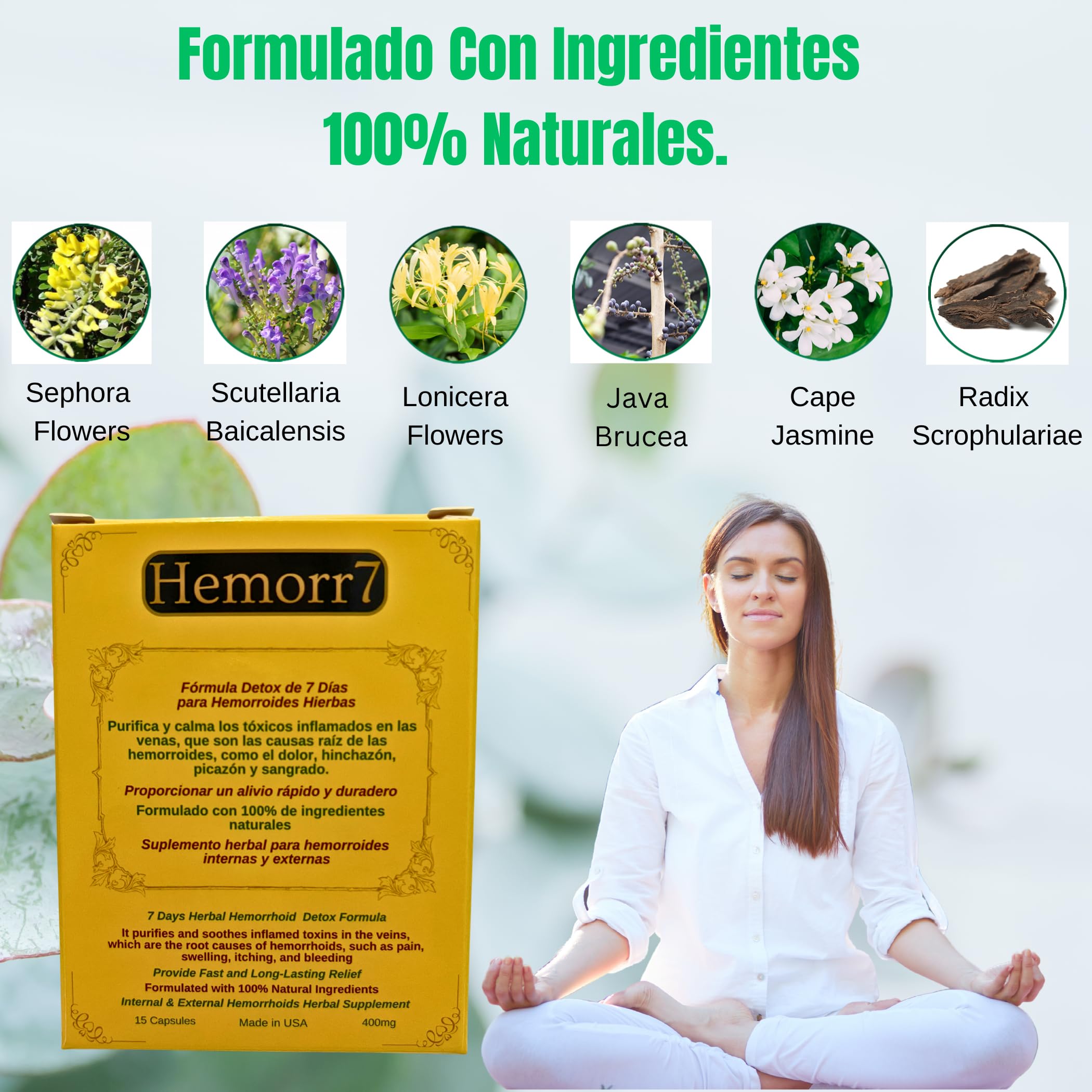 Hemorr7: 7Days 15 Capsules Herbal Hemorrhoid Detox Formula,Fórmula Herbal para desintoxicar las hemorroides Durante 7 días GenericBuy Supplements Australia