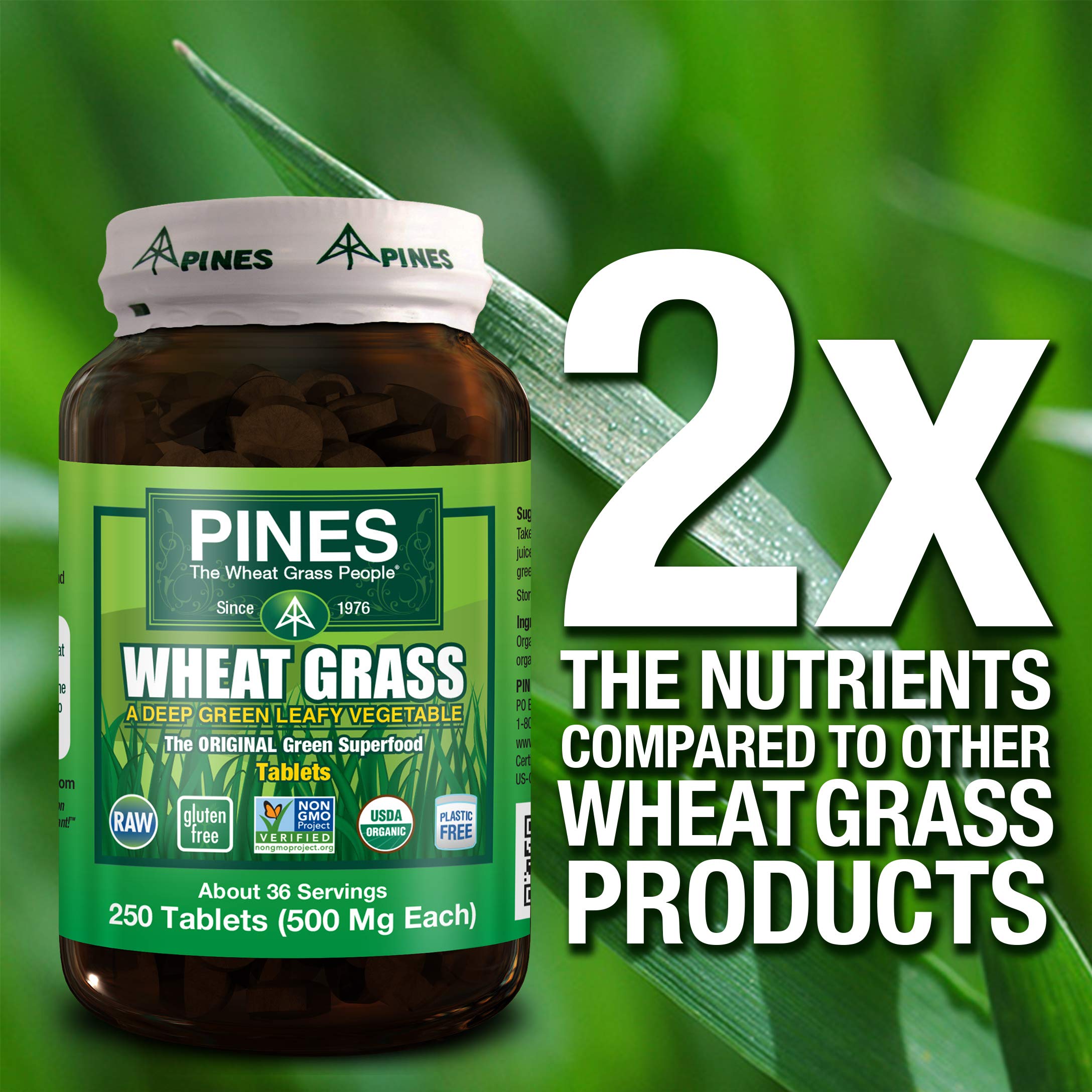 PINES Organic Wheat Grass, 250 Count Tablets | PINES Wheat Grass as featured in the new blockbuster film, Ocean's 8! Pines buy supplements Au