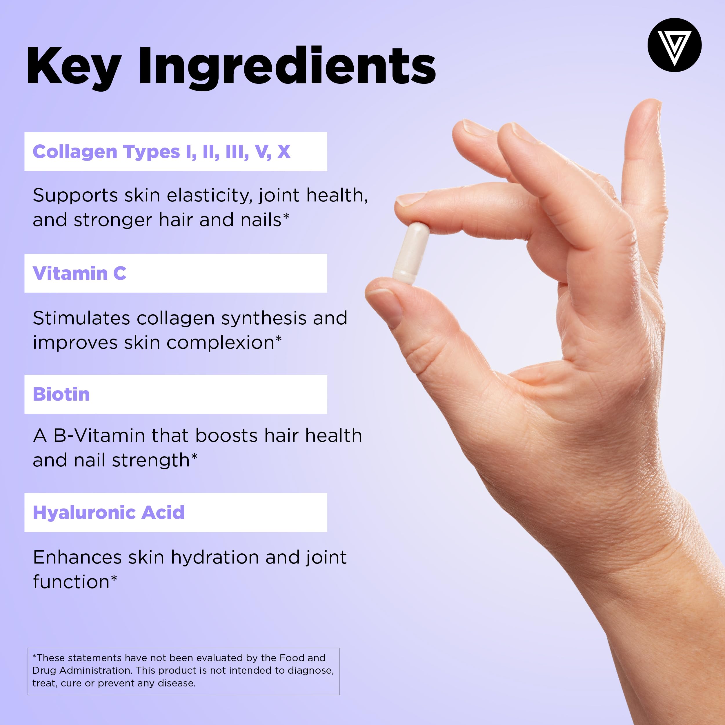 Vital Vitamins Multi Collagen Complex Plus - with Biotin, Hyaluronic Acid, Vitamin C - Type I, II, III, V, X - for Women & Men - Hair, Skin, Nails Beauty Complex - 150 Capsules Vital Vitamins buy supplements Au