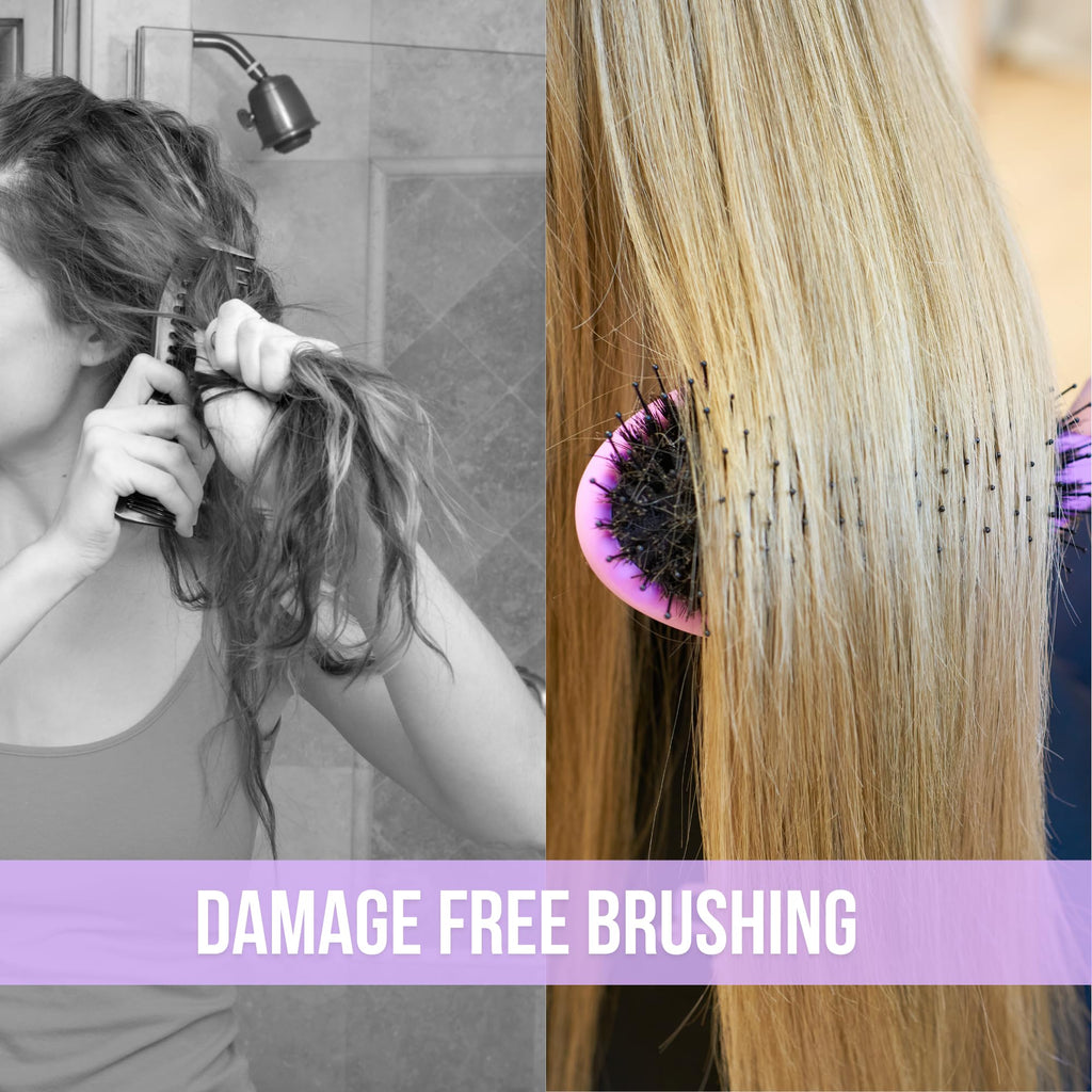 SimplyHair Ultimate Hair Extension Brush & Detangler Anti-Static, Dual Bristle Design, Soft Boar Bristle, Great for All Hair Types & Extensions - Pink & Purple Ombre Brush Ideal for Adults & Kids Simply HairBuy Supplements Australia
