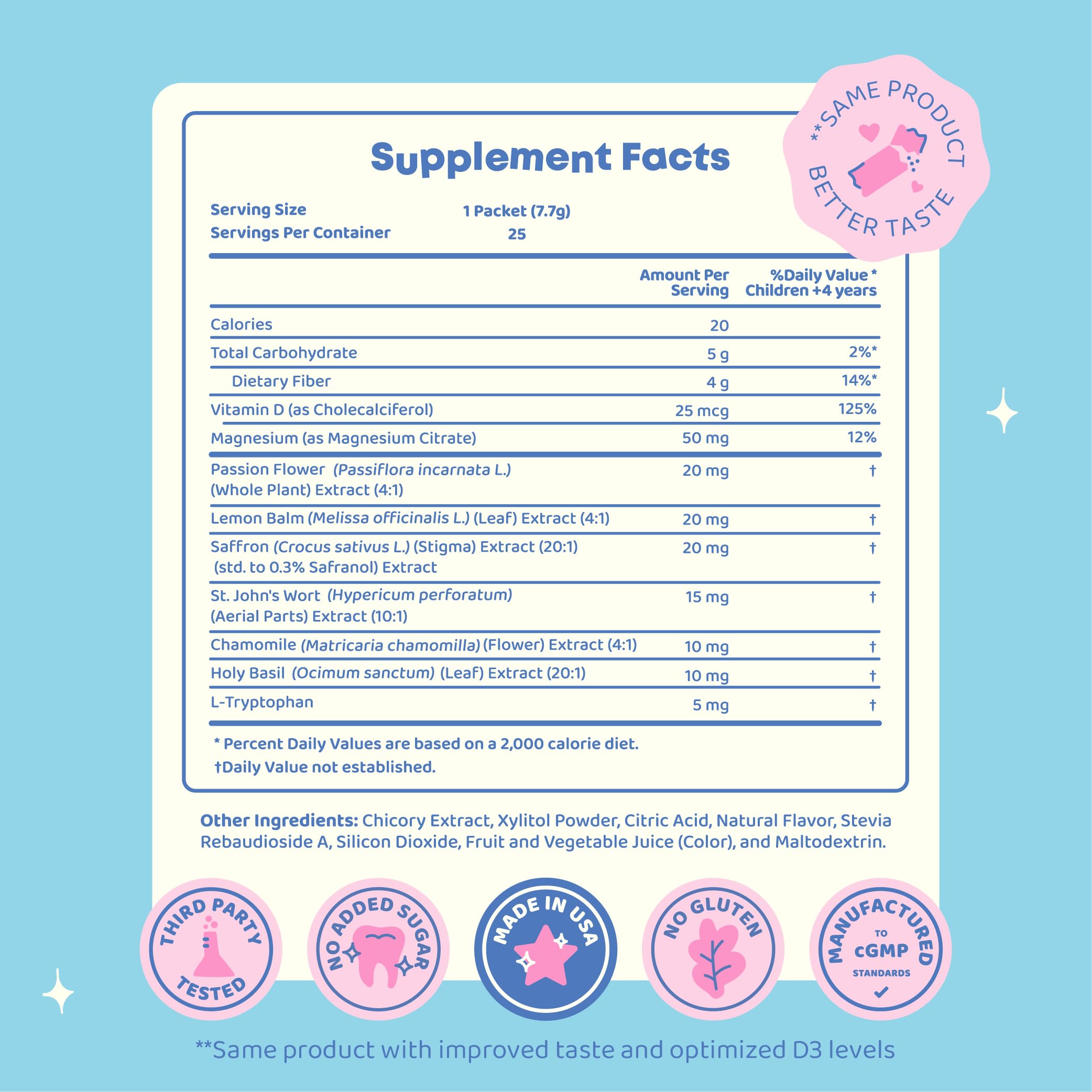 JoySpring Mood Magic for Kids – Natural Mood Support Pixie Sticks Candy with Saffron Extract, Magnesium Citrate & Vitamin D3 | Sugar-Free Powder Drink or Candy | 25 Servings | 4+ Years