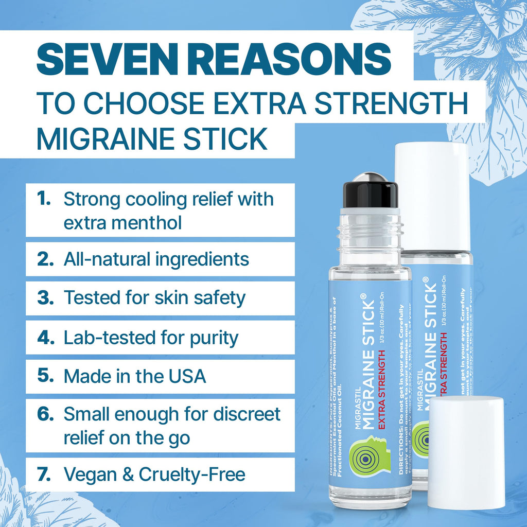Basic Vigor Migrastil Extra Strength Migraine Stick Advanced Formula. Strong Aromatherapy Roll On with Menthol and Essential Oils. No Lavender. Made in The USA. Basic VigorBuy Supplements Australia