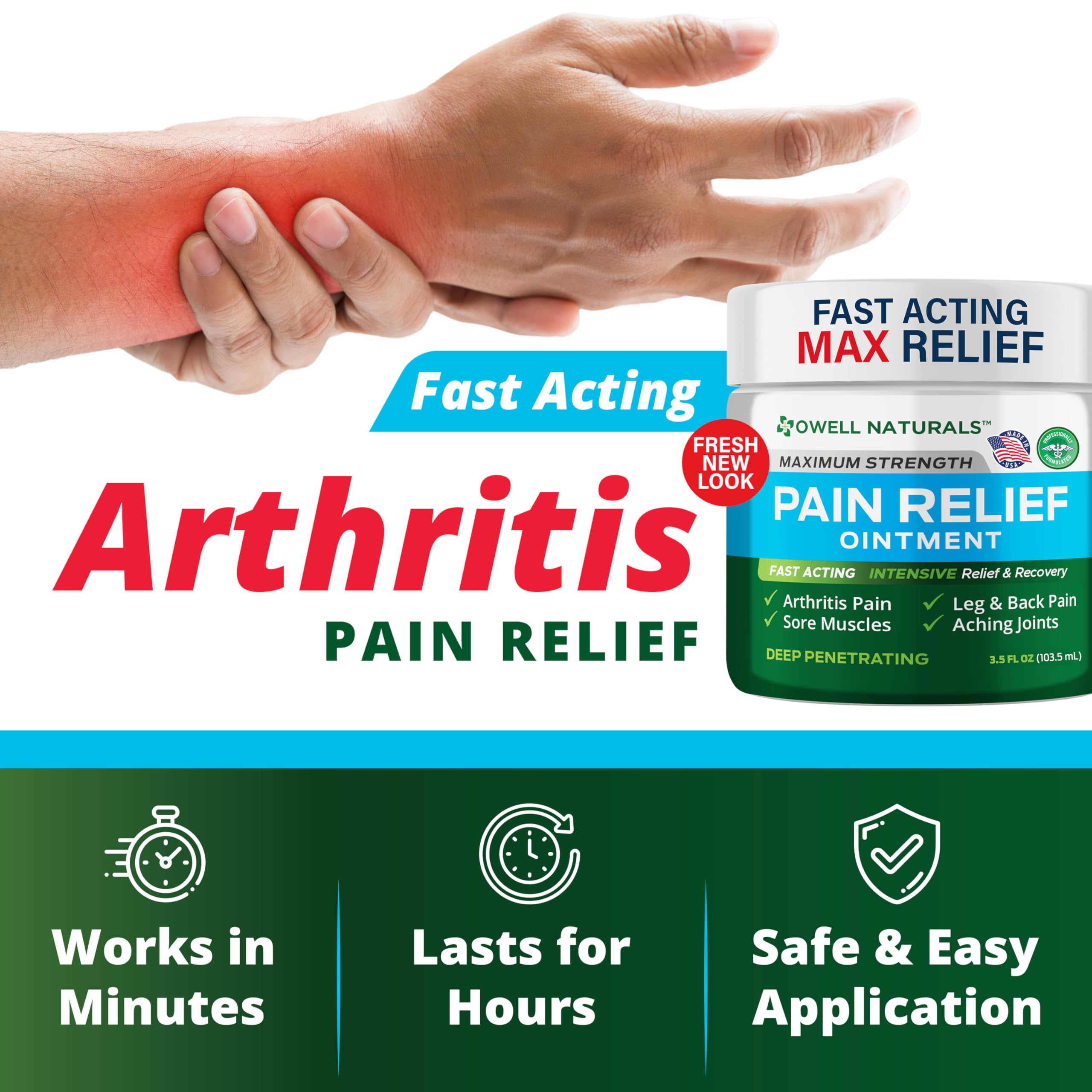 OWELL NATURALS Arthritis Pain Relief Ointment with Arnica & MSM – Deep Penetrating Joint & Muscle Therapy for Knee, Back, Sore Muscles, Legs, 3.5 oz (2 Pack) Owell NaturalsBuy Supplements Australia