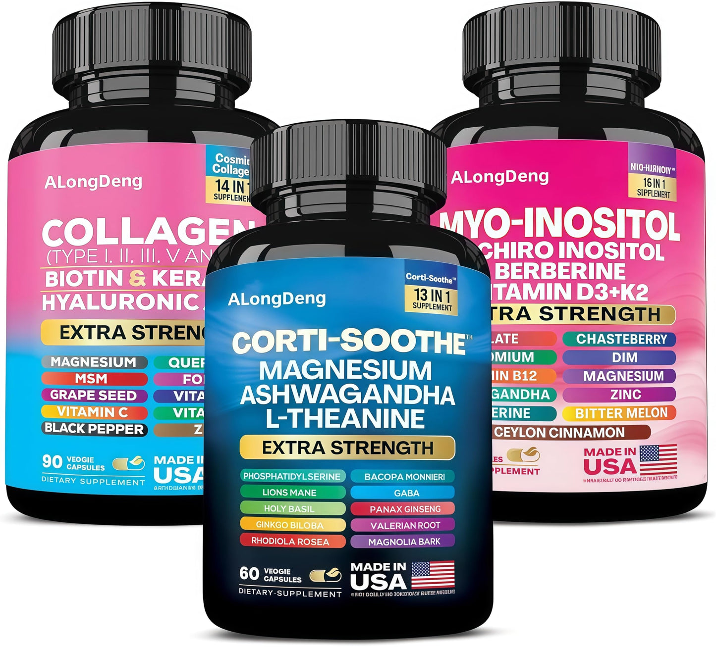 ALongDeng She Shines Set - Ultimate Women's All-in-One Supplement with Corti-Soothe, Myo-Inositol, Collagen & Extra Strength Ingredients ALongDengBuy Supplements Australia