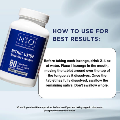 N1O1 Nitric Oxide Lozenges - 60 Count - Nitric Oxide Supplement for Heart Health, Circulation, Energy, Blood Flow, Oxygenation, Healthy Blood Pressure