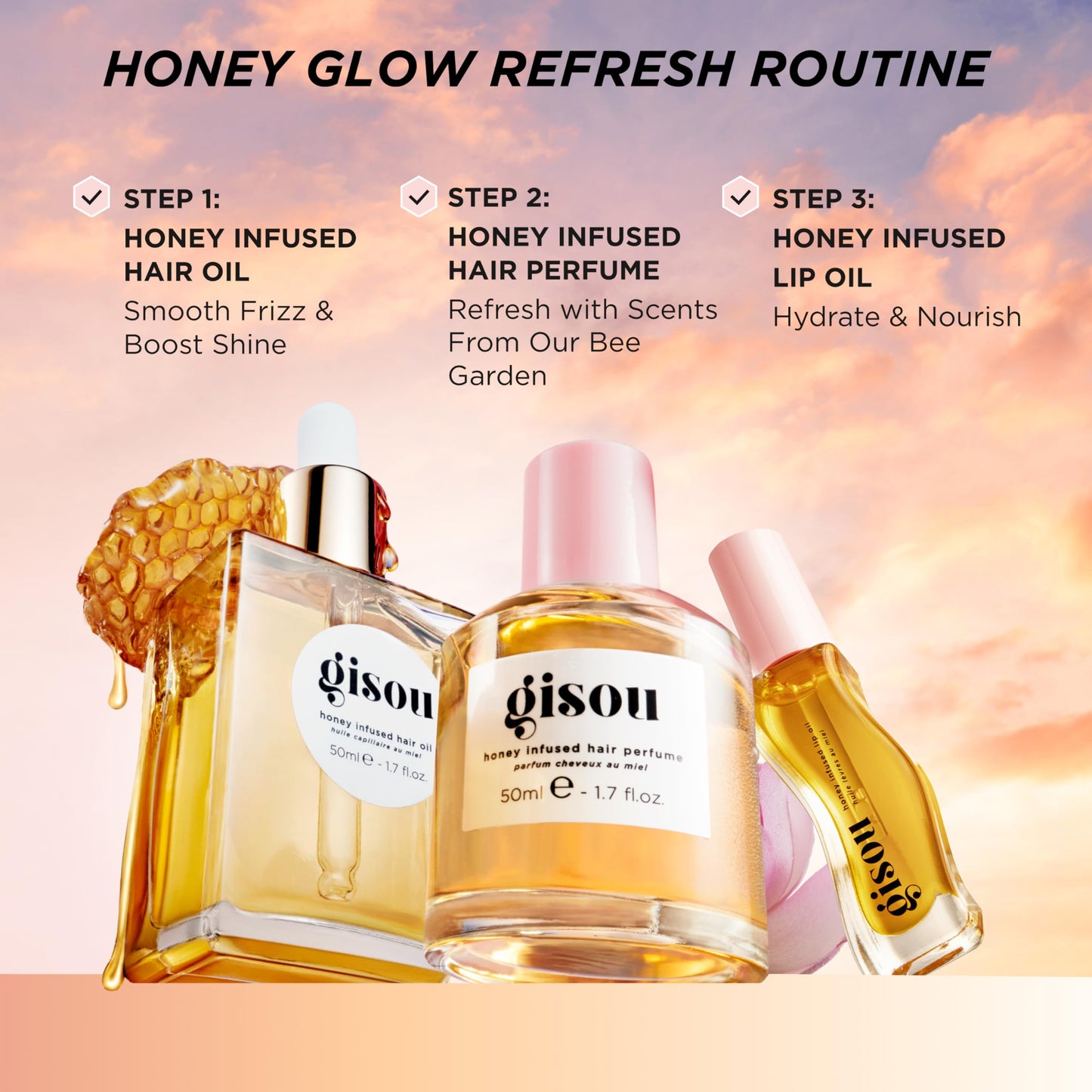 Gisou Honey Infused Hydrating Lip Oil, Nourishing Lip Moisturizer for Dry Lips (Watermelon Sugar) GisouBuy Supplements Australia