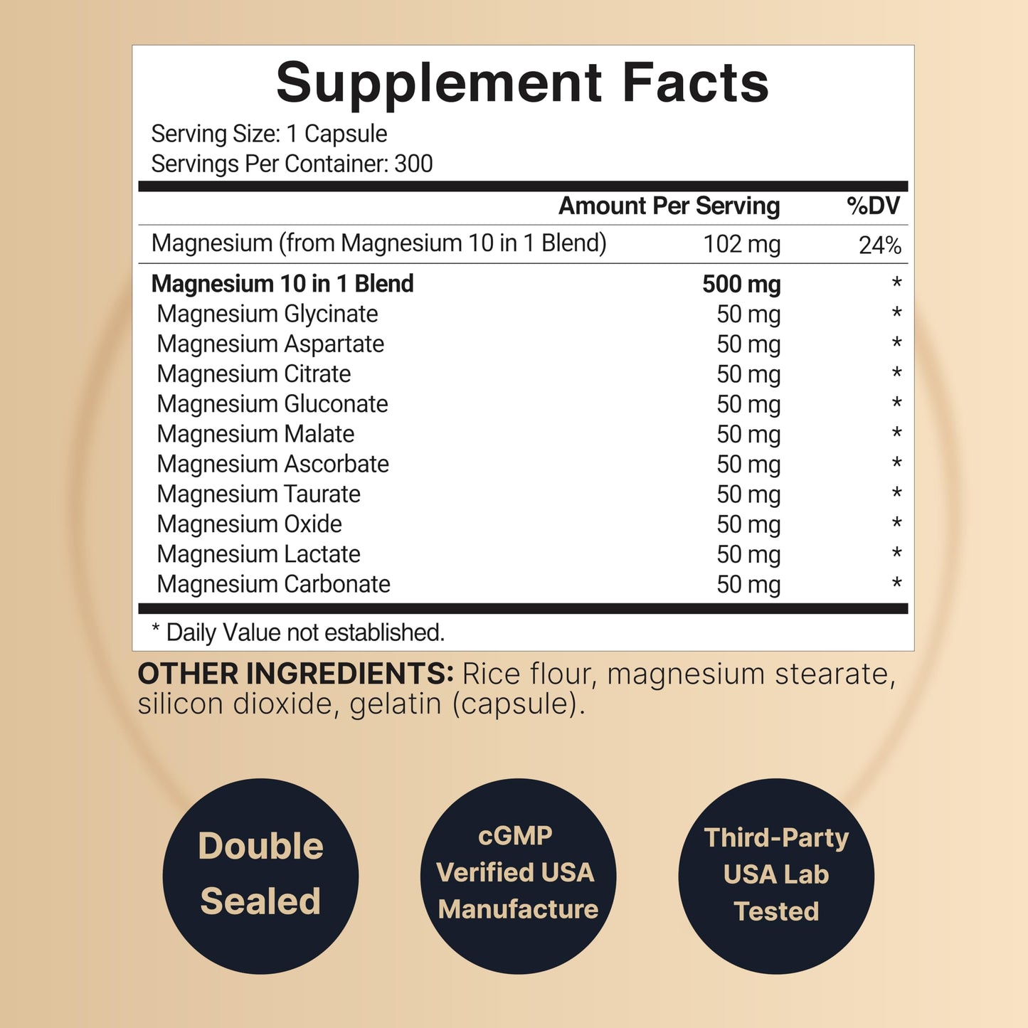 Magnesium Complex 500mg, 300 Capsules | 10-in-1 Magnesium Glycinate, Citrate, Malate & More | Chelated Form for Easy Absorption | Non-GMO NatureBell buy supplements Au