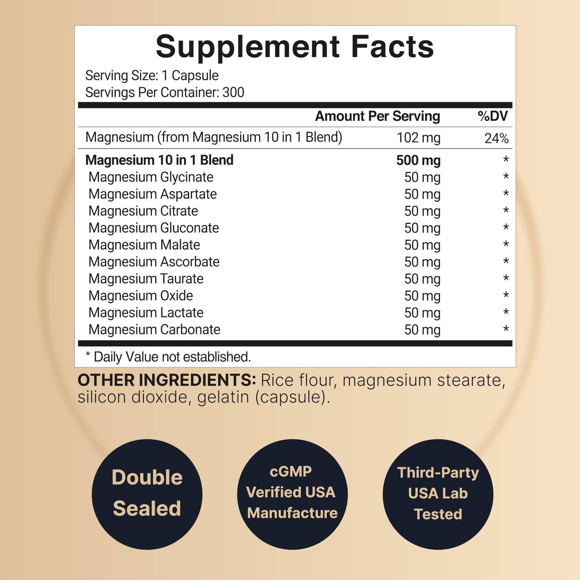 Magnesium Complex 500mg, 300 Capsules | 10-in-1 Magnesium Glycinate, Citrate, Malate & More | Chelated Form for Easy Absorption | Non-GMO NatureBell buy supplements Au