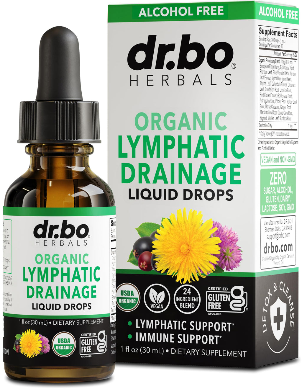 Lymphatic Drainage Supplements Drops - Organic Lymphatic Support Liquid Drops Cleanse with Echinacea, Lymph System Support Supplement, Lymph Node Detox Cleanse System Drainage - 1oz Non-GMO Organics DR. BO buy supplements Au