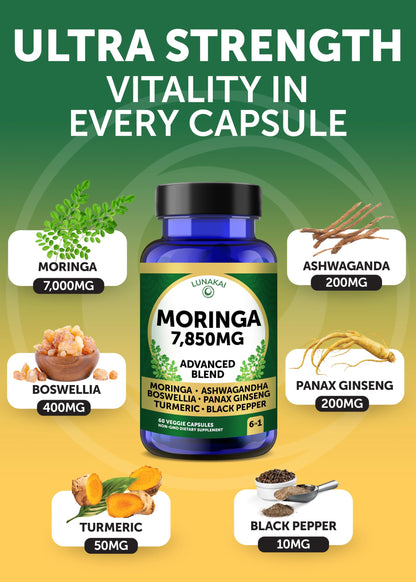 Lunakai USA Made Moringa & Sea Moss Capsules Bundle – 6-in-1 & 16-in-1 Advanced Blends – 60 Non-GMO Veggie Capsules Each Lunakai buy supplements Au