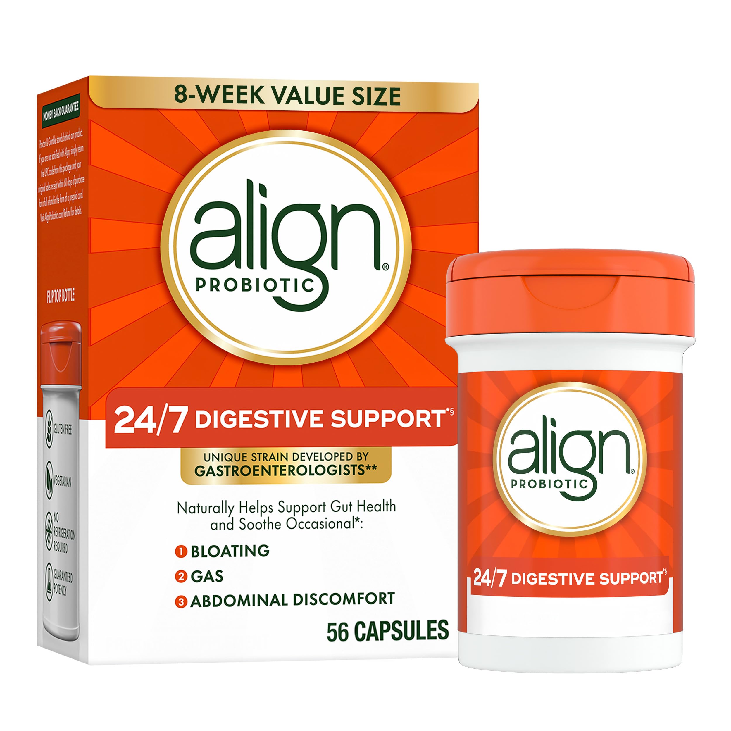 Align Probiotic, 24/7 Digestive Support, Probiotics for Women and Men, Probiotics for Digestive Health, Men and Womens Probiotic Capsules Help Relieve