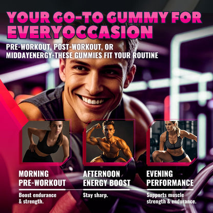 GlucoBio Creatine Monohydrate Gummies (5g) – Pre-Workout Energy & Muscle Growth Support for Men & Women