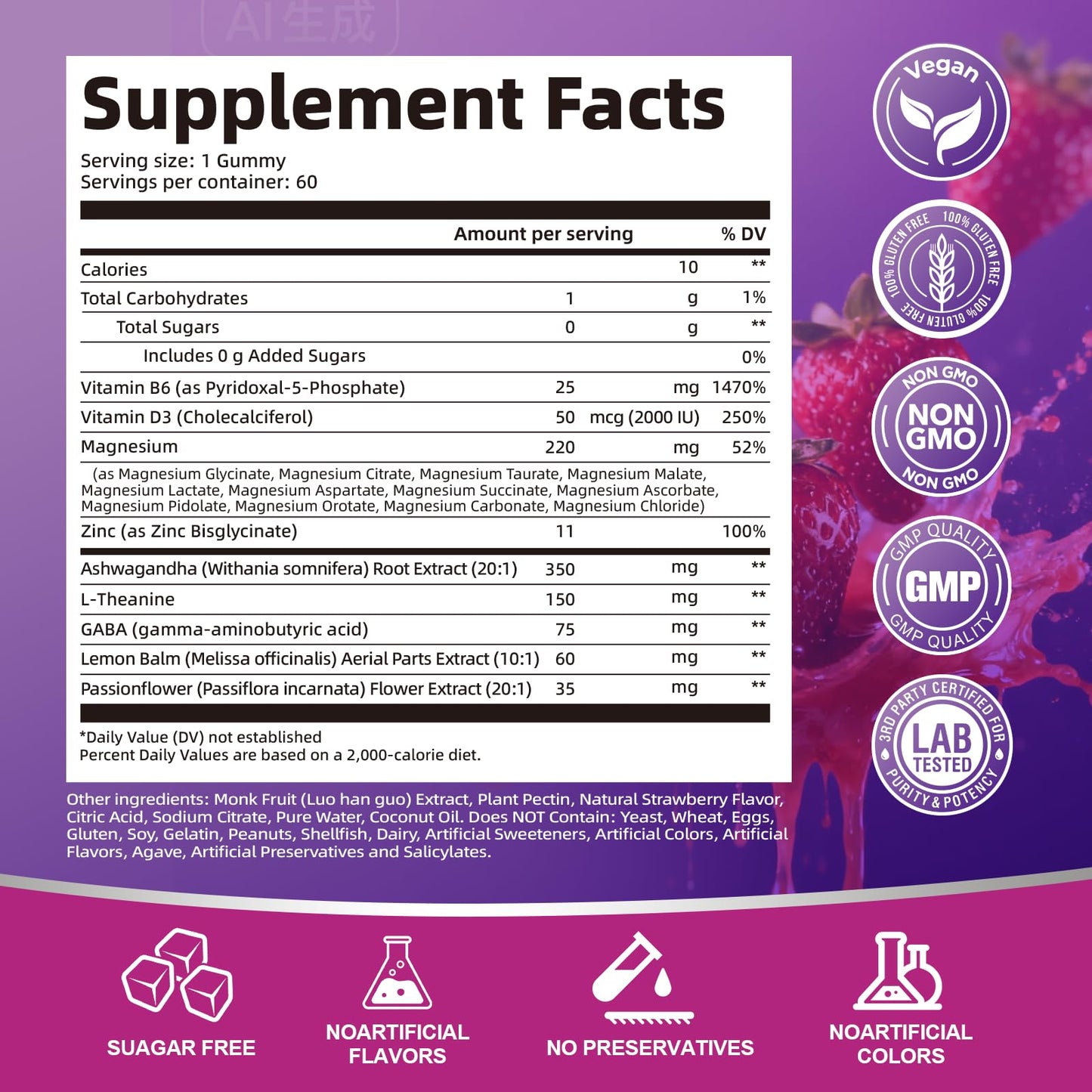 Migcopat Magnesium Complex Gummies, 20 in 1 Magnesium Gummy with Glycinate Citrate Malate Taurate - Ashwagandha, L-Theanine, D3&Zinc for Relaxation, Sleep, Muscle&Heart Support, Strawberry, 60 Cts MigcopatBuy Supplements Australia
