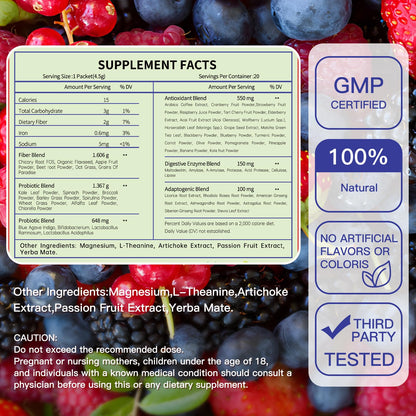 Blltzzz Newpie Superfoods Happy Cleaner Probiotic Powder,Watermelon Flavor Prebiotic & Probiotic Powder,Organic Fiber,Sugar Free,Gut Health,Natural Antioxidant