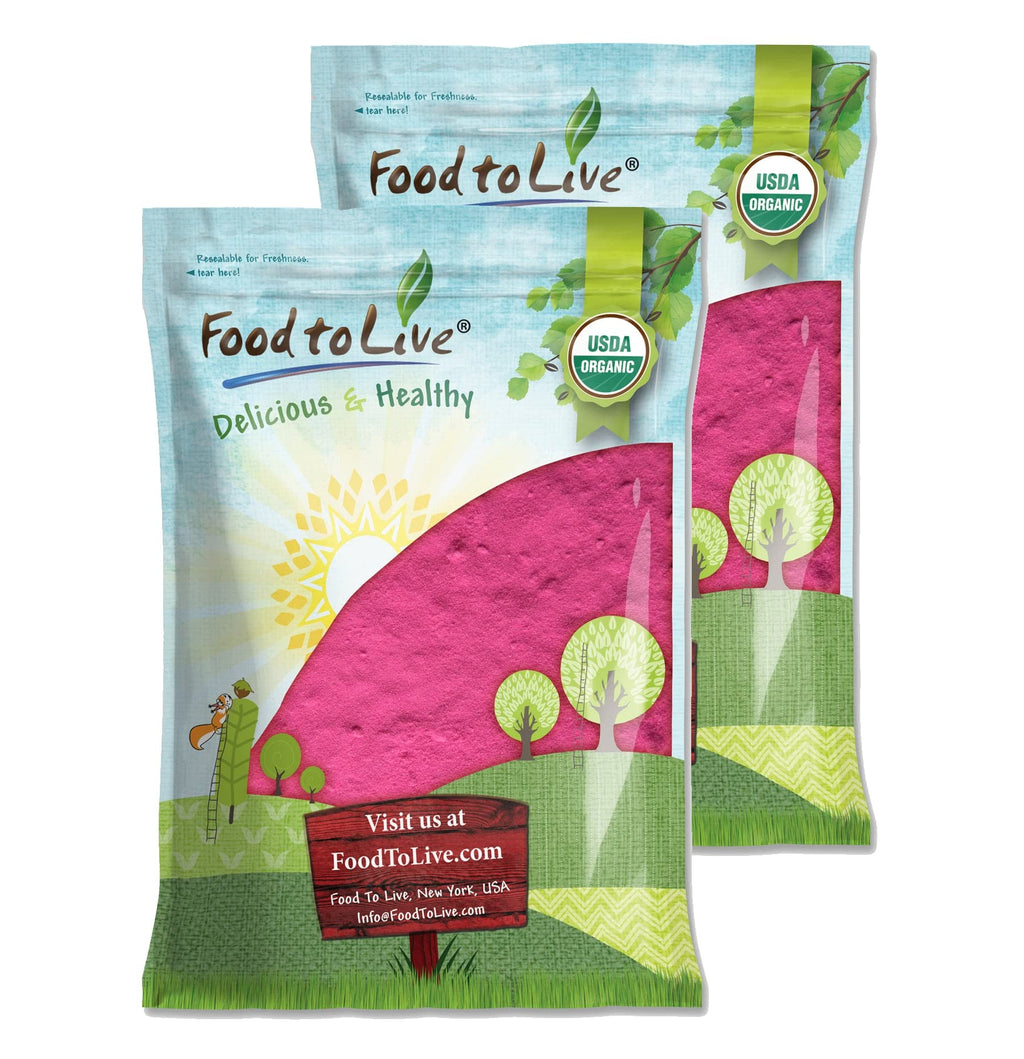 Two packages of Food to Live products with a scenic design on a white background