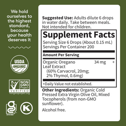Garden of Life Organics Oil of Oregano Seasonal Drops 1fl oz (30 mL) Liquid, Concentrated Plant Based Immune Support - Alcohol-Free, Organic, Non-GMO