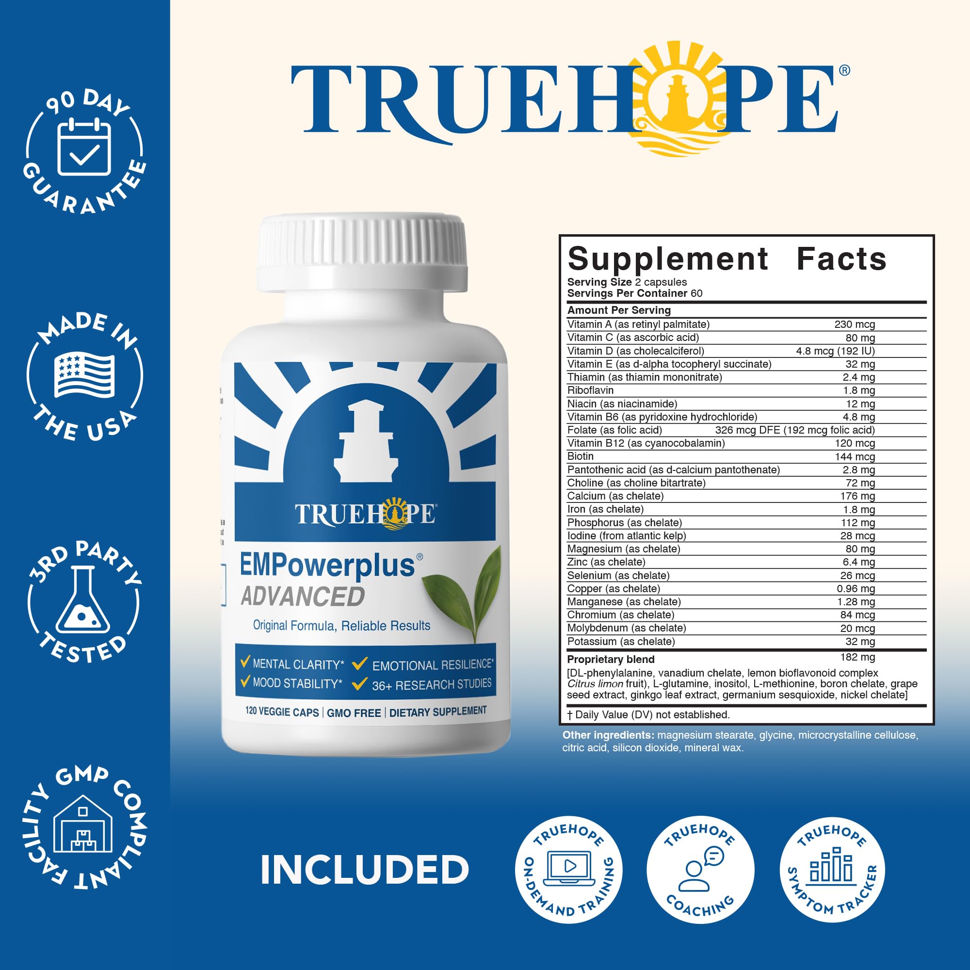 Truehope EMPowerplus Advanced Multivitamin for Women & Men - Broad-Spectrum Multivitamins & Chelated Minerals | 1000% Better Absorption | 37 Research Studies & 28 Years of Success | 30 Day Supply TruehopeBuy Supplements Australia