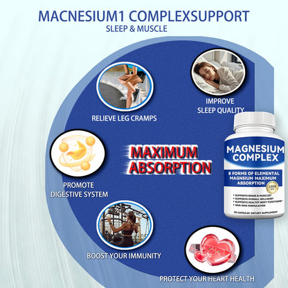 Magnesium Complex 1000mg with 8 Forms – Glycinate, Citrate, Malate, Taurate for Absorption – Supports Bone, Muscle, Energy & Recovery – Vegan, Non-GMO, 90 Capsules (1) alzclipp buy supplements Au