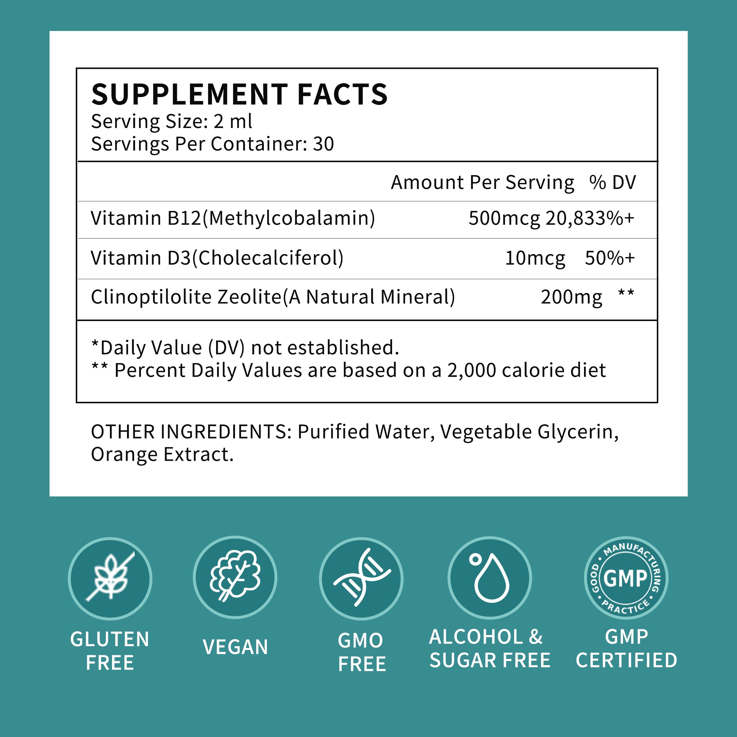 Zeolite Drops for Women,Adults and Kids- Clinoptilolite Zeolite Liquid Drops with Vitamin B12 & D3 - Heavy Metal Support, Immune Health, Natural Metabolism, Energy & Clear Skin - 30 Day Vegan Supply HerbanceBuy Supplements Australia