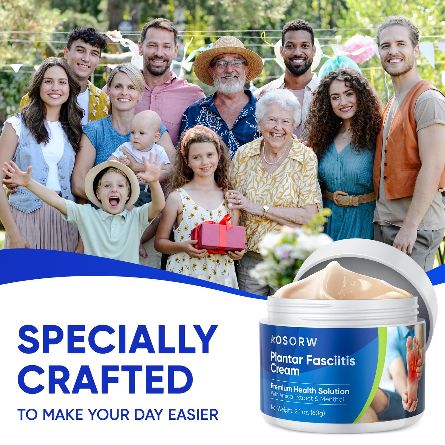AOSORW Plantar Fasciitis Relief Cream - Natural Herbal Formula for Foot, Heel Spur, Ankle, Leg & Hand Discomfort - Premium Health Care Products - 60g (Pack of 1) AOSORWBuy Supplements Australia