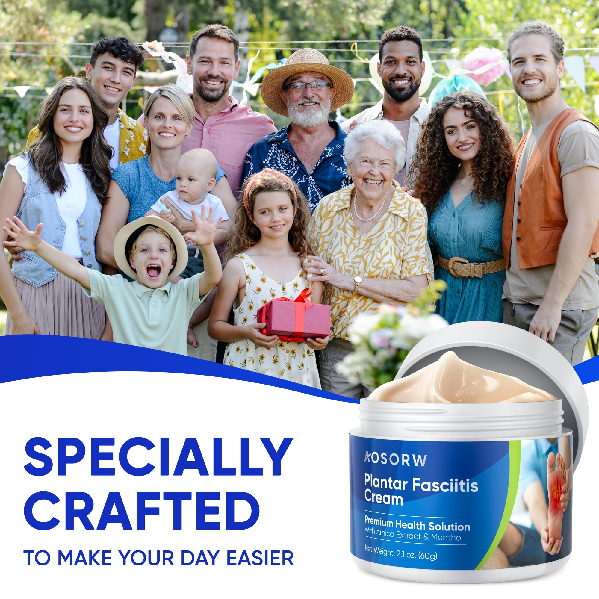 AOSORW Plantar Fasciitis Relief Cream - Natural Herbal Formula for Foot, Heel Spur, Ankle, Leg & Hand Discomfort - Premium Health Care Products - 60g (Pack of 1) AOSORWBuy Supplements Australia