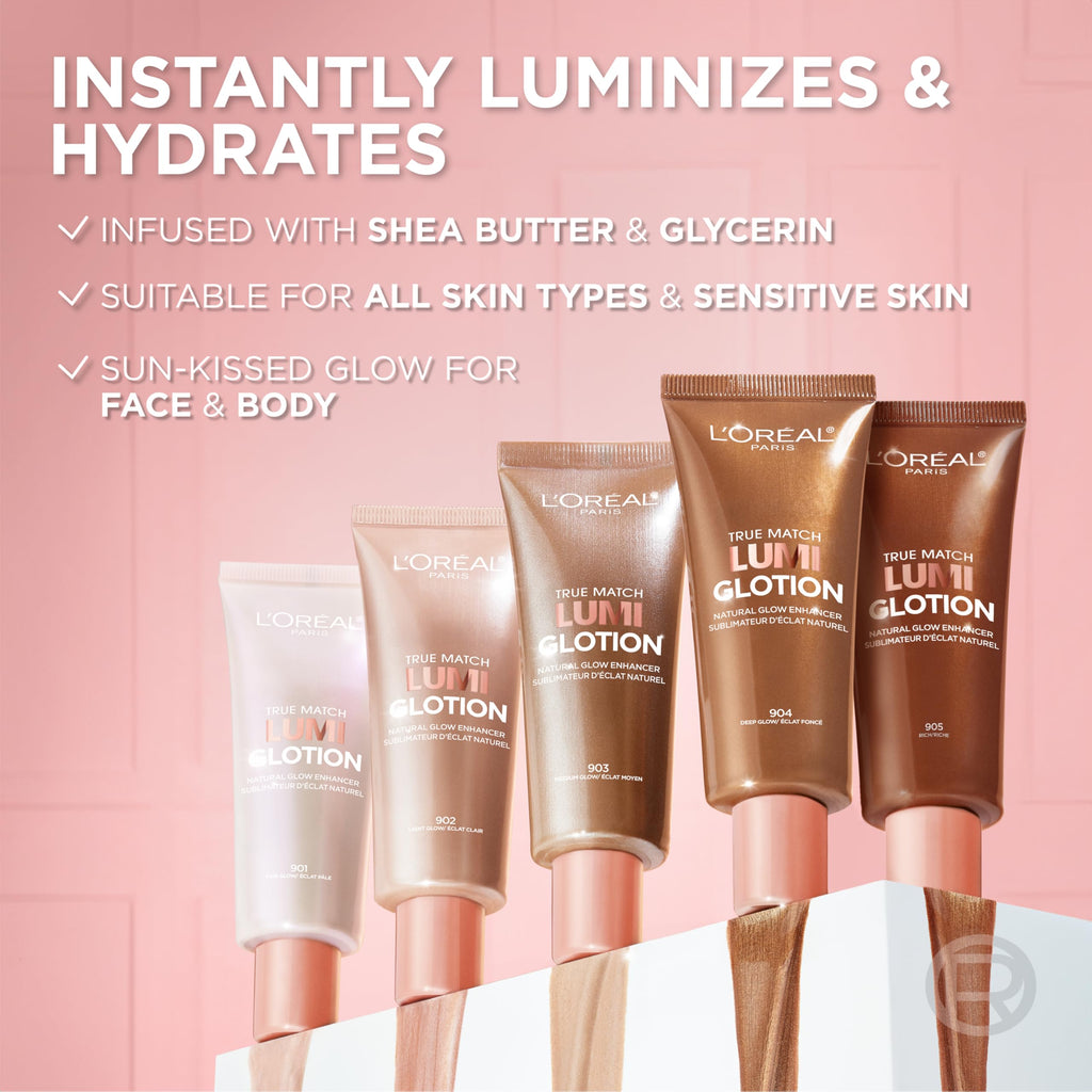 L'Oreal Paris Makeup True Match Lumi Glotion, Natural Glow Enhancer, Illuminator Highlighter, Bronzing Drops For a Sun-Kissed Glow, 903 Medium L'Oreal ParisBuy Supplements Australia