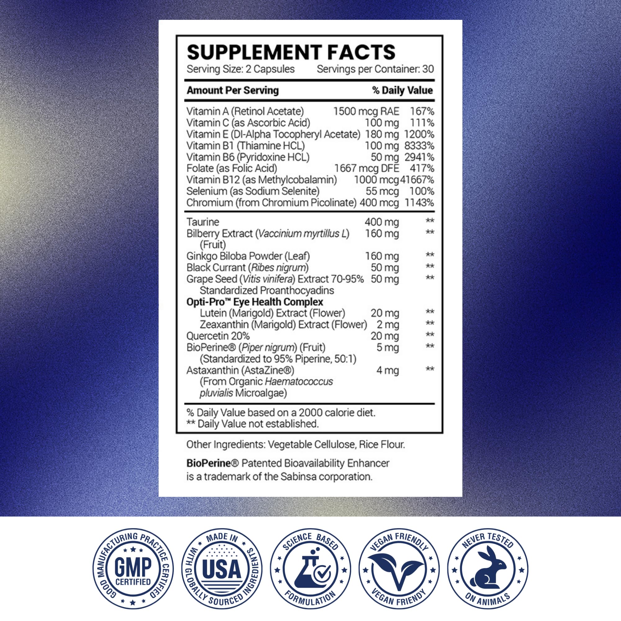 Research Verified Eye Health - Nourish and Protect Eyes and Vision, Support Healthy Retina, Improve Blood Supply to Eyes - Vitamins A, B, C, and E - 360 Capsules - 6 Month Supply - Made in The USA Research VerifiedBuy Supplements Australia