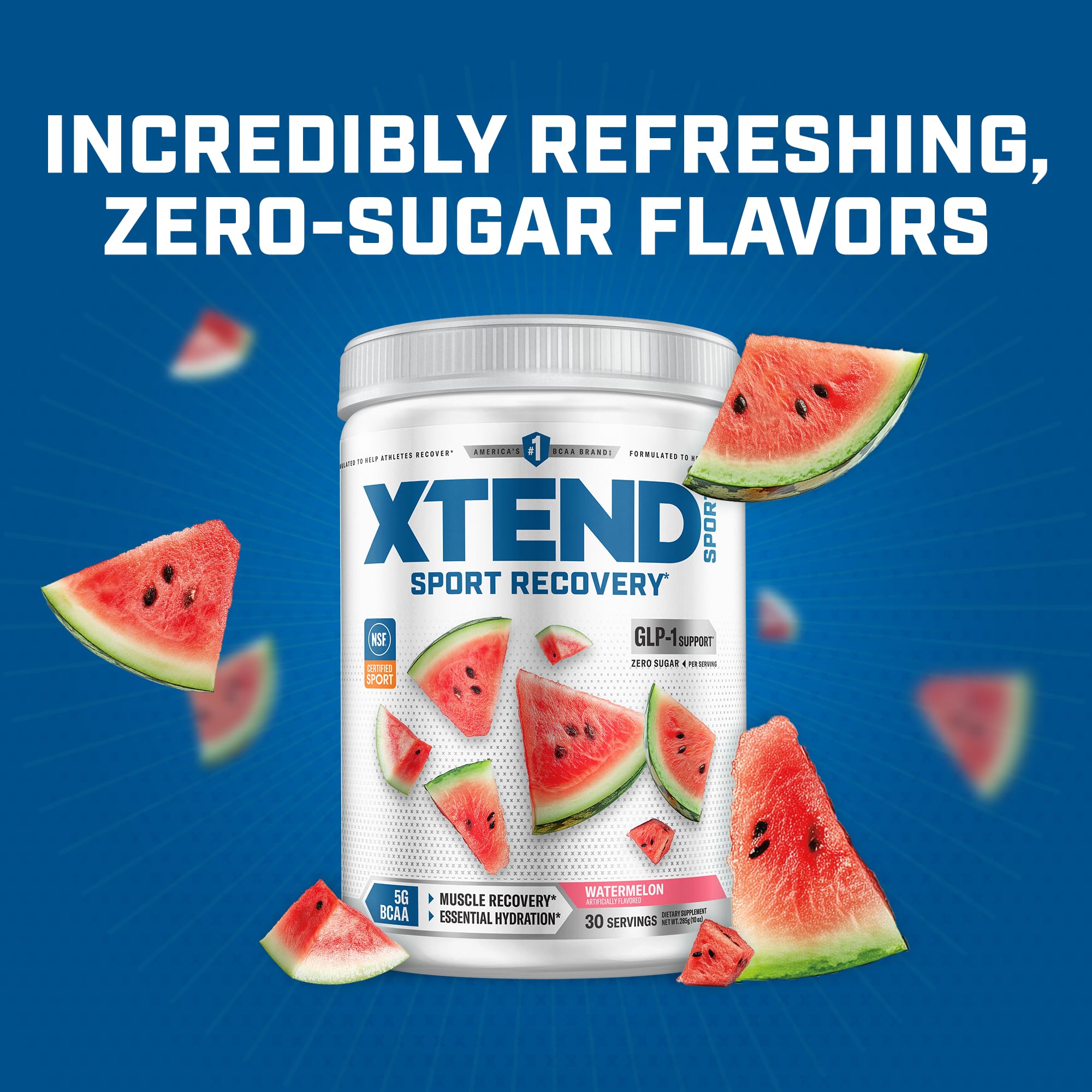 Xtend Sport BCAA Powder Watermelon - Electrolyte Powder for Recovery & Hydration with Amino Acids - 30 Servings