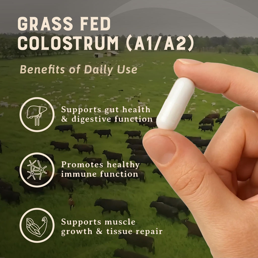 HEART & SOIL 100% Grass Fed & Finished Colostrum Supplement from Regenerative Cattle for Gut, Muscle & Immune Health – 3000mg Bovine Colostrum Capsules - Gut Health for Men & Women –180 Capsules HEART & SOILBuy Supplements Australia