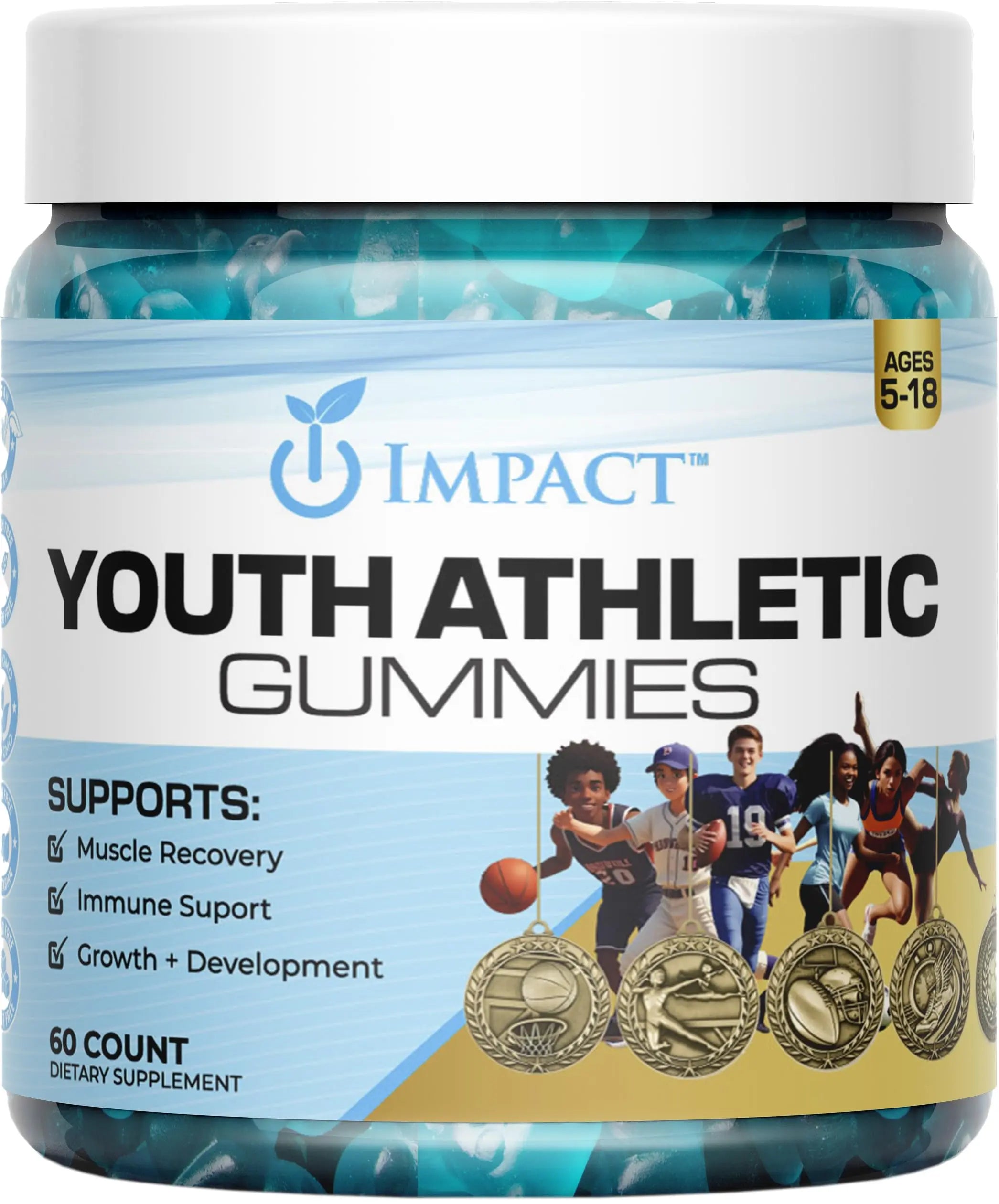 Youth Athletic Gummies – Kids Multivitamin Gummies with Essential Nutrients, Immune & Energy Support, Vegan & Gelatin-Free IMPACT