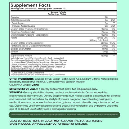WeightWorld Super Greens Gummies - Energy, Immunity & Digestion - 45-Day Supply - Vegan Daily Greens Supplements (Moringa, Broccoli, Spinach) - Added Vitamins & Minerals - 90 Superfood Gummies WeightWorldBuy Supplements Australia