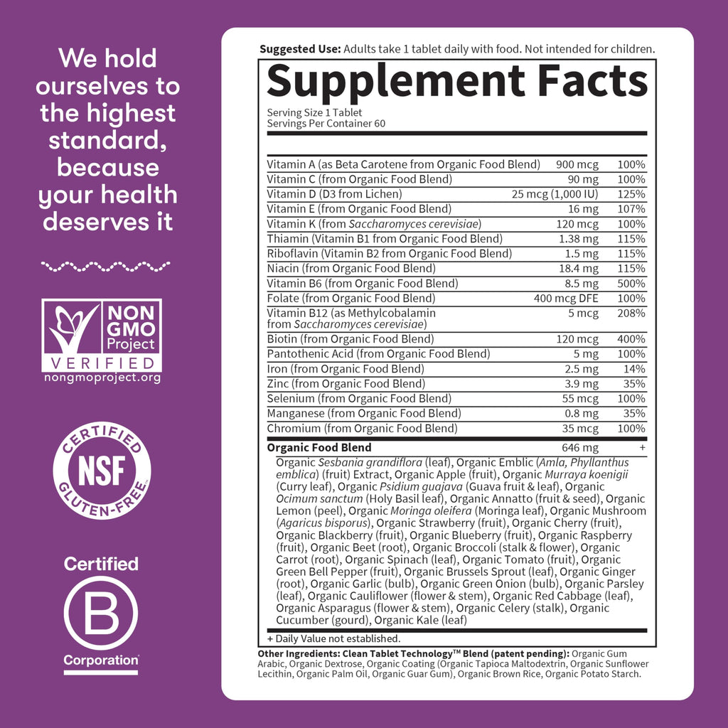 Garden of Life Organics Multivitamin for Women - Women's Once Daily Multi - Whole Food Multi with Iron, Biotin, Vegan Organic Womens Multivitamin for Health