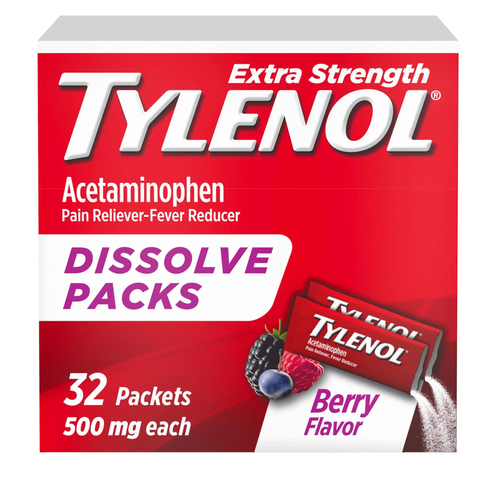 Tylenol Extra Strength Dissolve Powder Packs, 500 mg Acetaminophen Pain Reliever & Fever Reducer Medicine, Fast Relief for Minor Aches & Pains, Ibuprofen- & Aspirin-Free, On-the-Go Berry Flavor, 32 Ct TylenolBuy Supplements Australia